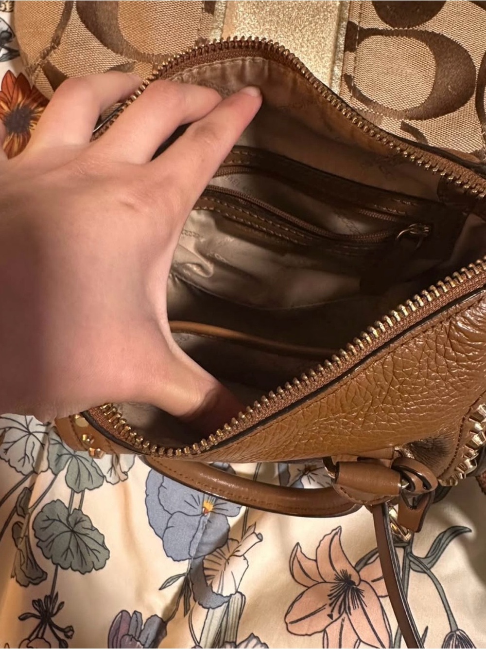 Michael Kors Brown Pebbled Leather Mini Satchel with Gold Hardware - Picture 2 of 2